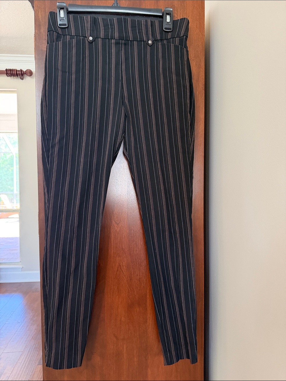 Maurices Black Skinny Pants with Pinstripes